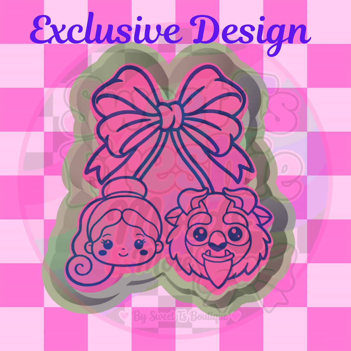 Girl and Wolf Bow Cherries Freshie Mold