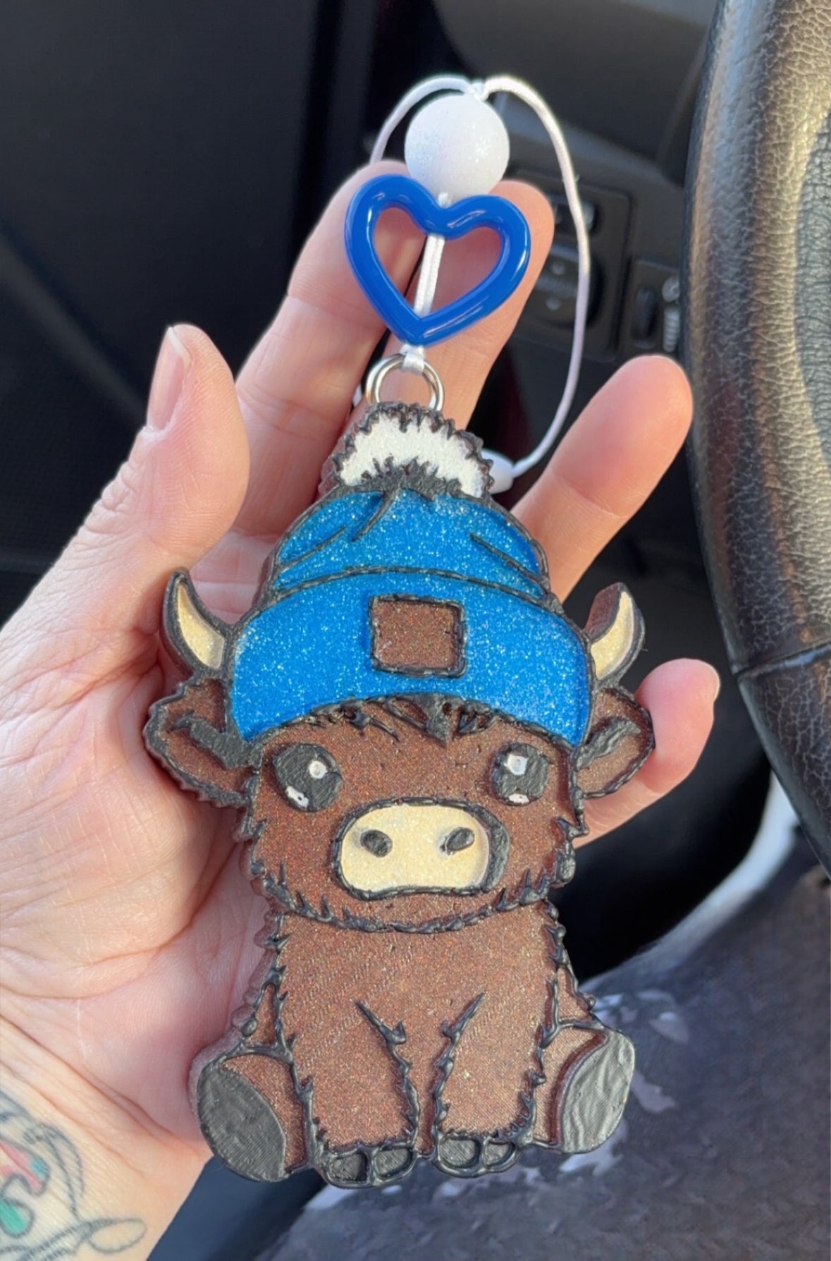 Blue Beanie Highland Cow Freshie