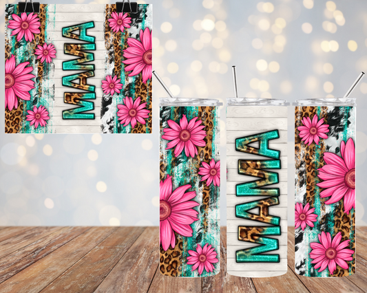 Pink Flower "MAMA" 20oz Tumbler