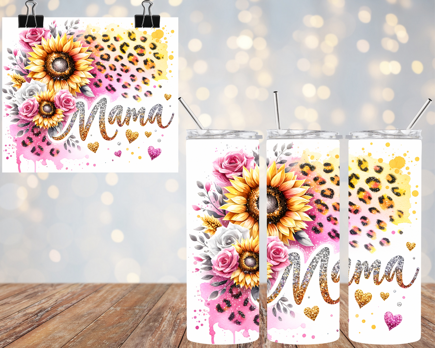 Leopard Sunflower MAMA 20oz Tumbler