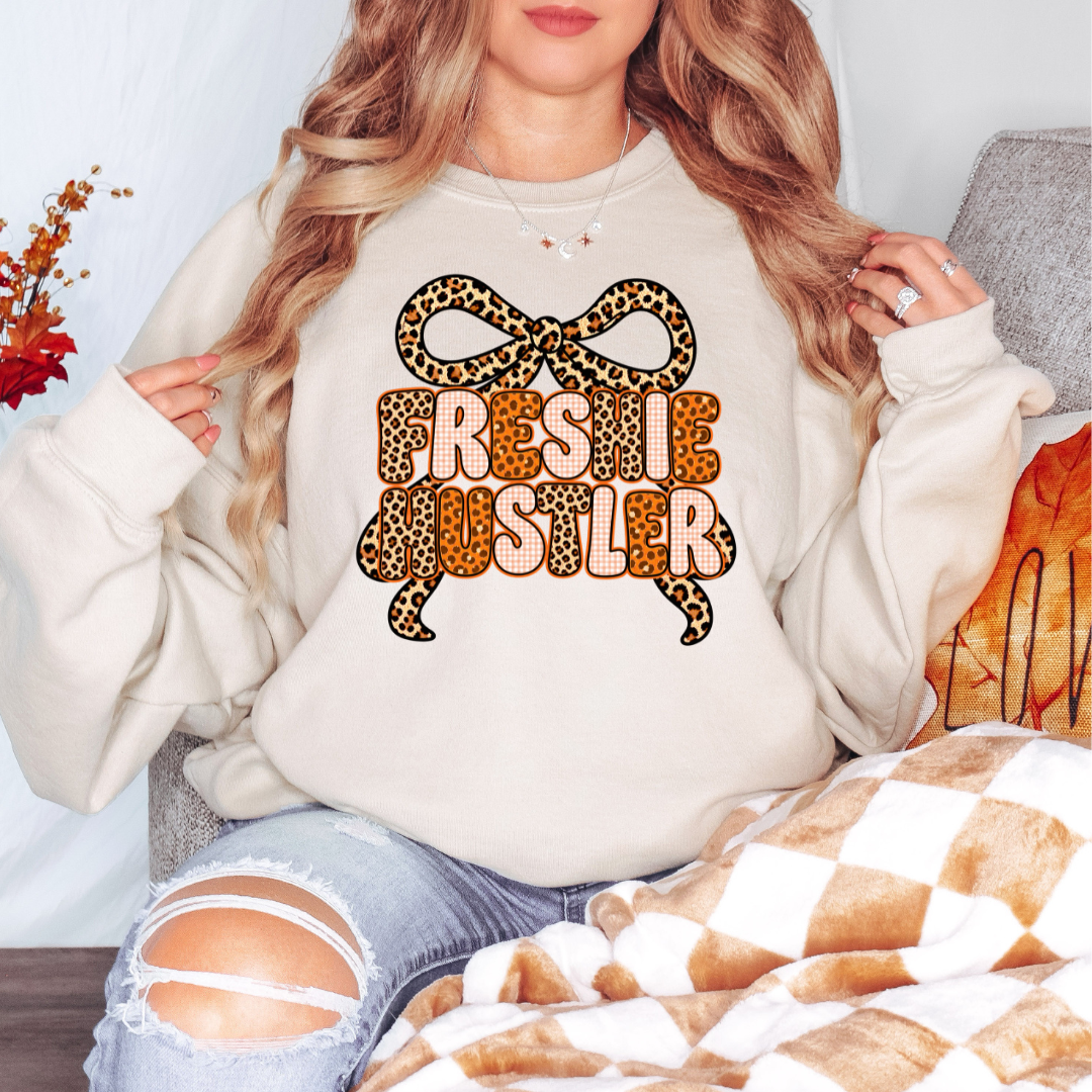 Leopard Bow Freshie Hustler Crewneck (Exclusive DTF Design)