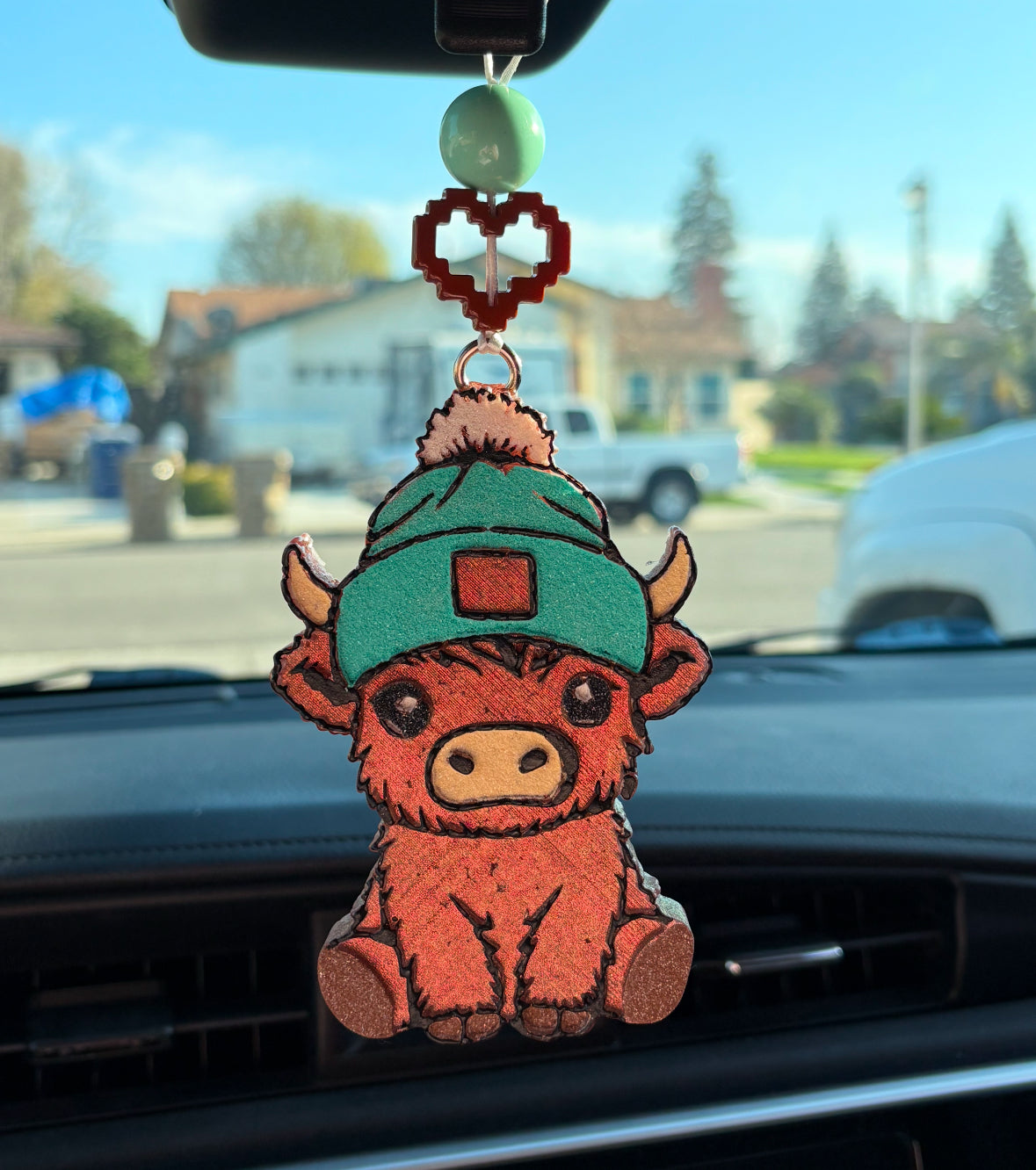 Highland Cow with Turquoise Beanie Freshie