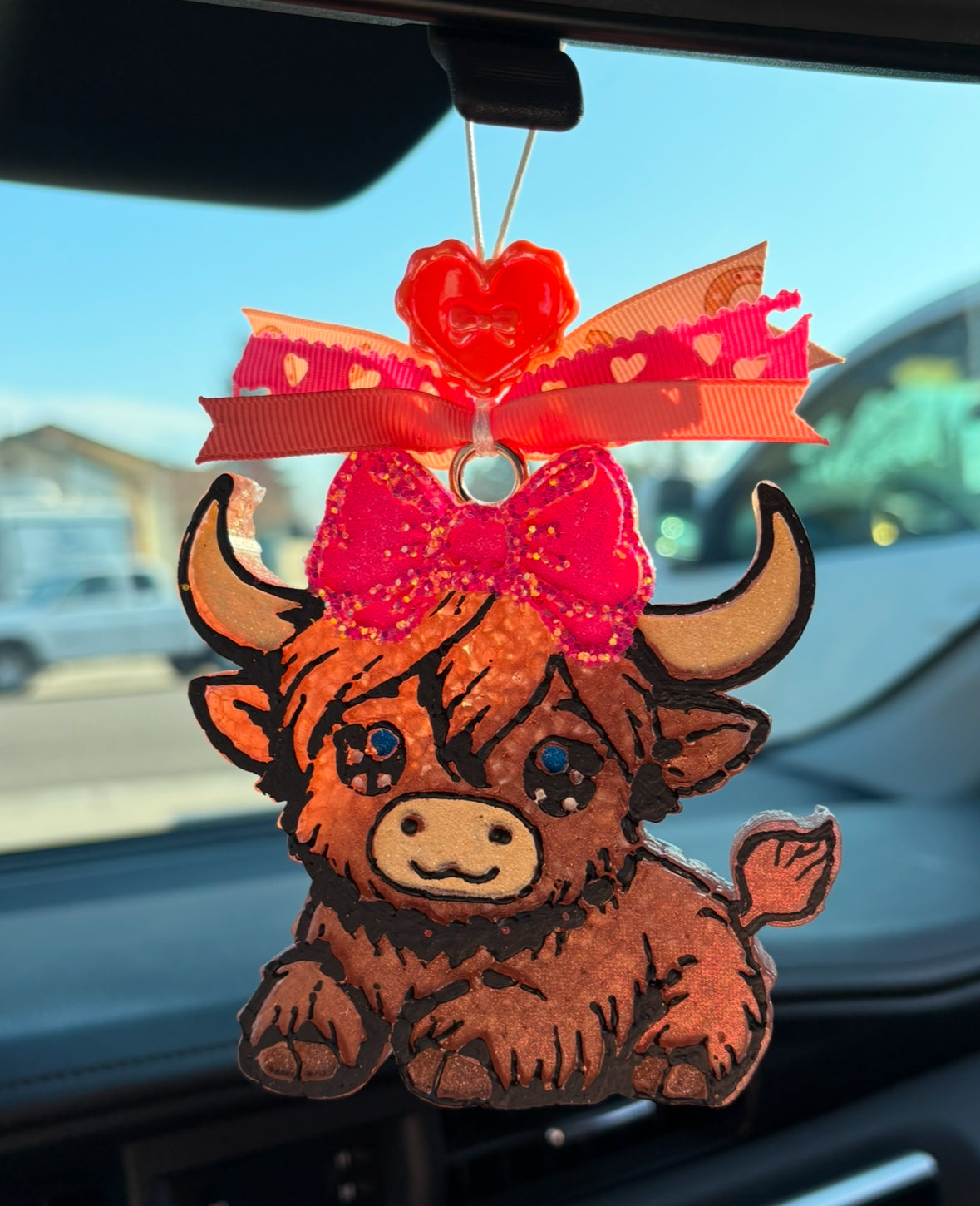 Cute Highland Cow With Pink Bow Freshie