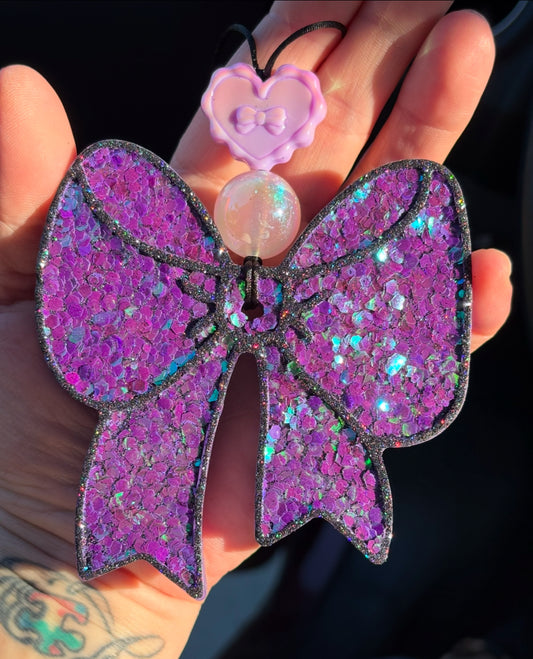 Sequence Purple Chunky Glitter Bow