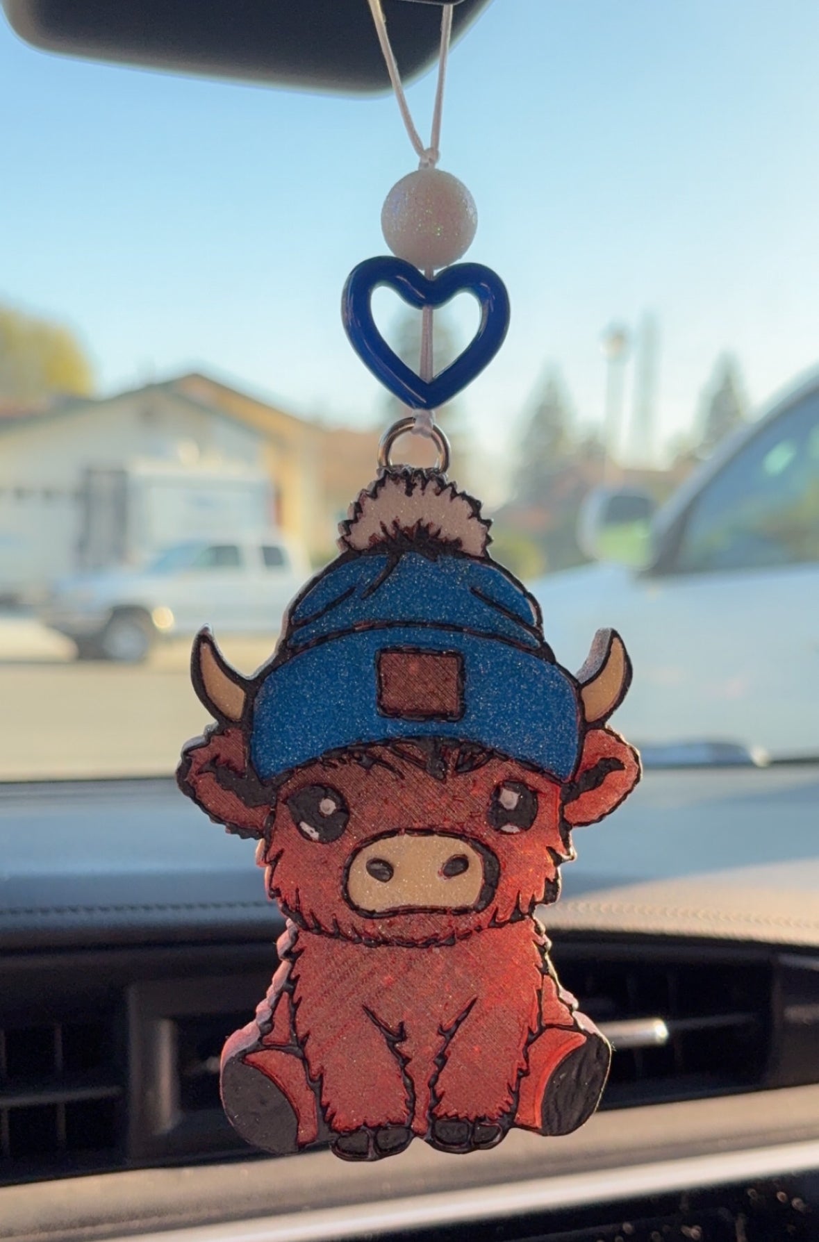 Blue Beanie Highland Cow Freshie