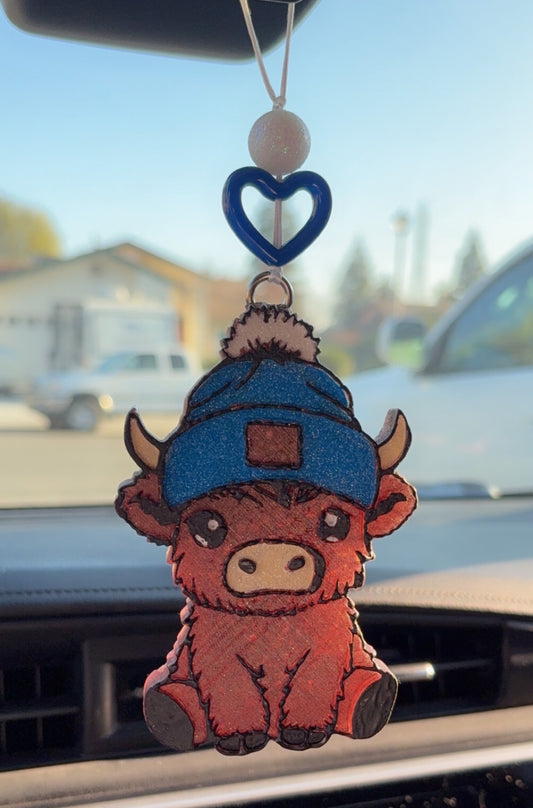 Blue Beanie Highland Cow Freshie